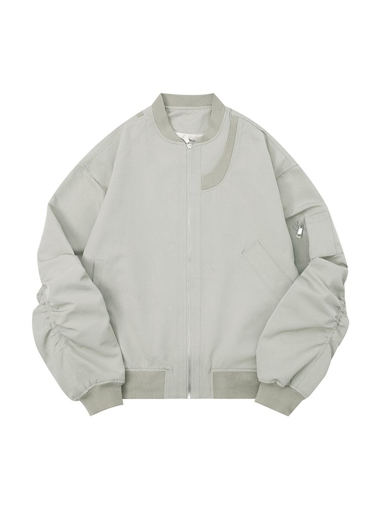 Sage Green Ruched Bomber